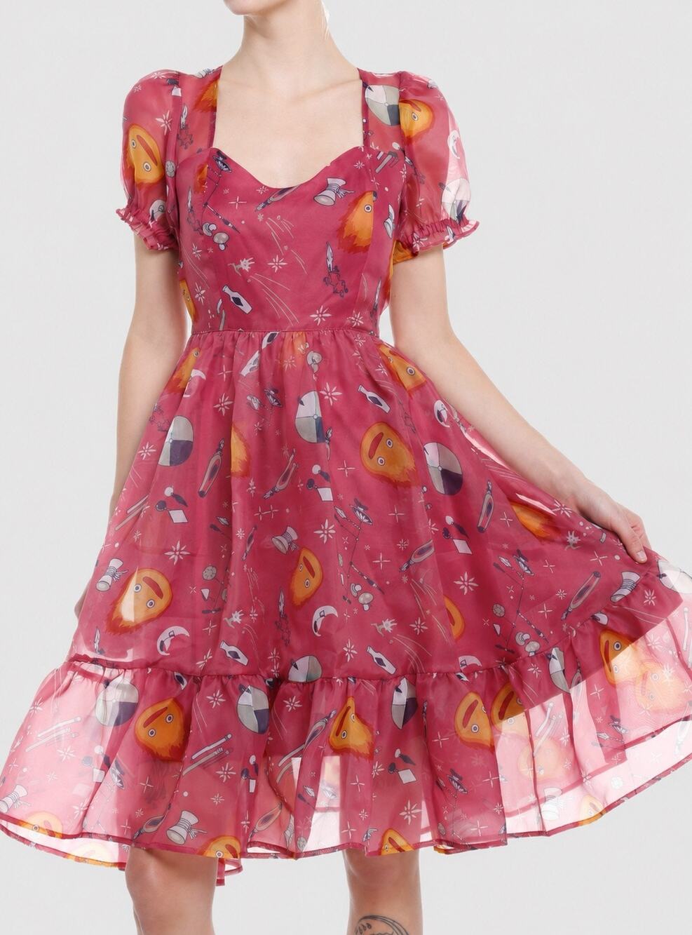 Her Universe Studio Ghibli How's Moving Castle Fit and Flare Dress Pink Small